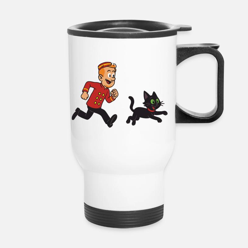 Franky & Meeko running - Thermal mug with handle - white