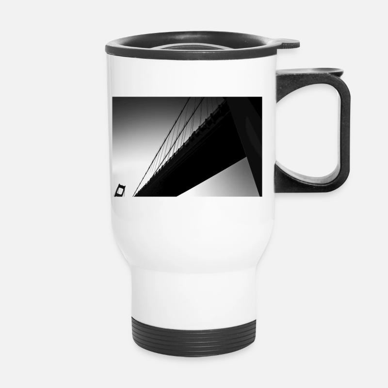 Black and White Bridge Perspective - Thermal mug with handle - white