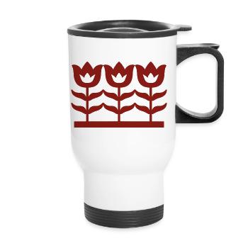 Motif de découpe de papier chinois en tulipe rouge - Tasse isotherme avec poignée - blanc - Devant