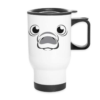 Manatee Face Kawaii Lazy Funny Face Kid Costume - Thermal mug with handle - white - Front