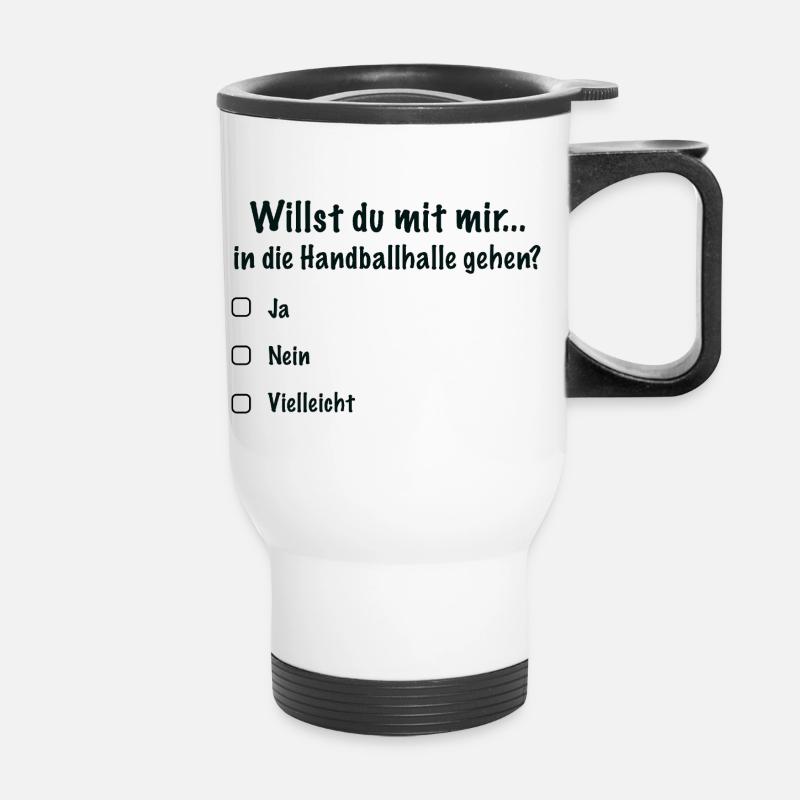 Handball Date Saying Invitation (Black) - Thermal mug with handle - white