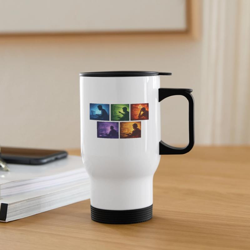 Neon Coding: Screen Worlds Thermal mug with handle