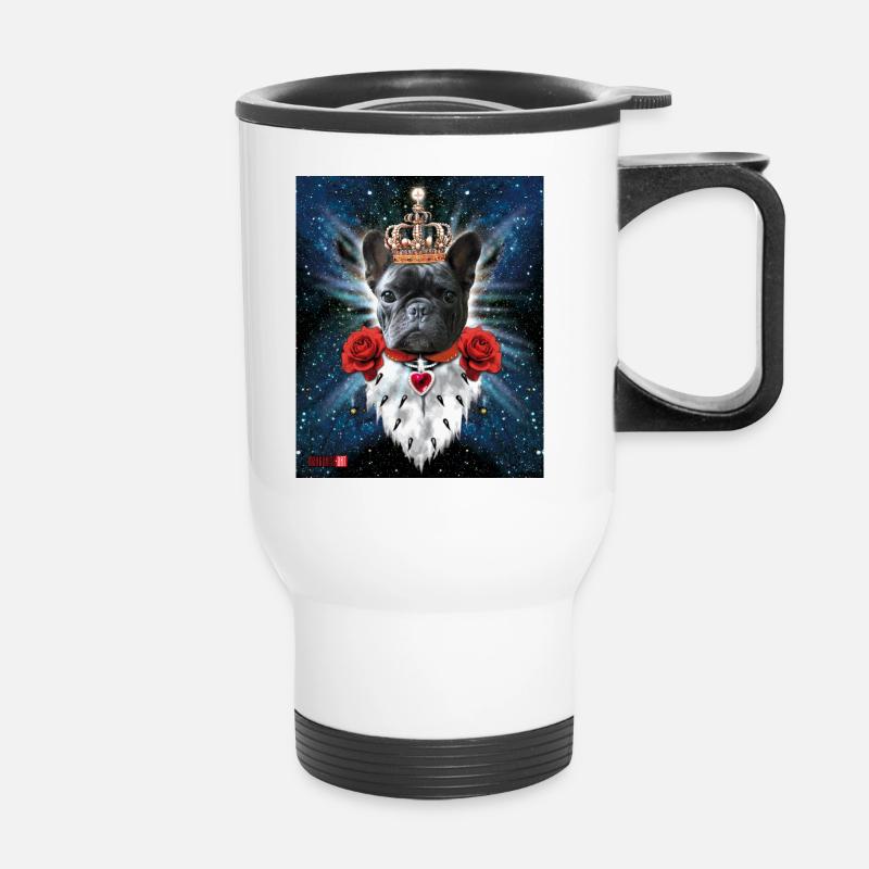 French Bulldog Bully King Queen Royal - Thermobecher mit Tragegriff - Weiß