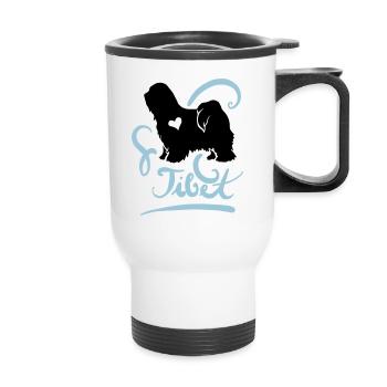 Tibet Terrier ornamental - Thermobecher mit Tragegriff - Weiß - Vorne