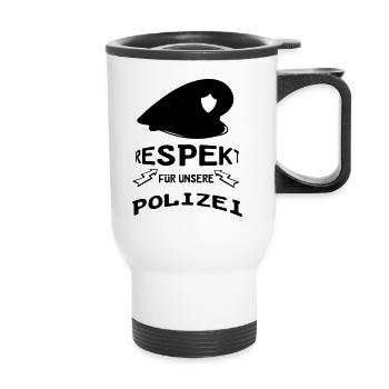 Polizei Respekt Geschenk - Thermobecher mit Tragegriff - Weiß - Vorne
