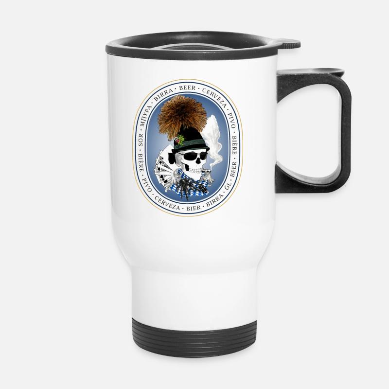 Wiesn-skull - Thermal mug with handle - white