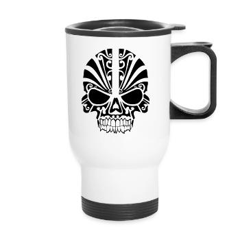 Skull tribal - Thermal mug with handle - white - Front