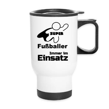 Super Fußballer Fußball, Sport, Geschenk - Thermobecher mit Tragegriff - Weiß - Vorne