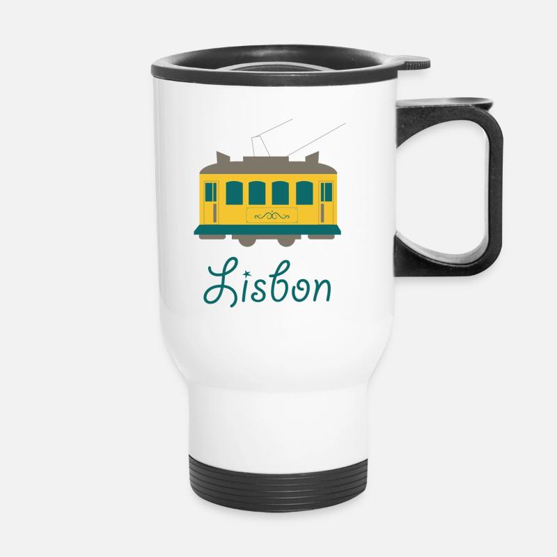 Süßes lissabon Logo Geschenk Idee - Thermobecher mit Tragegriff - Weiß