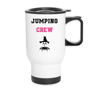 jumping trampoline girl jumping jump gift - Thermal mug with handle - white - Front