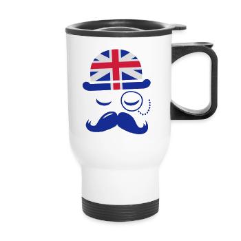 Like a vintage english hipster moustache boss - Thermal mug with handle - white - Front