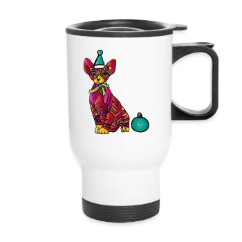 Ugly Christmas-Cat - Thermobecher mit Tragegriff - Weiß - Vorne