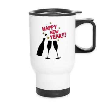 Happy new year - Bonne année - Tasse isotherme avec poignée - blanc - Devant