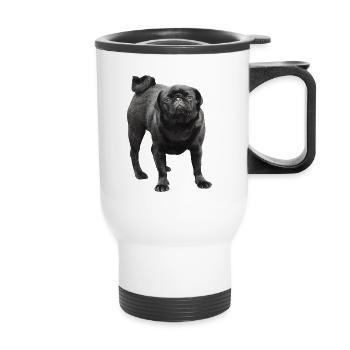 Pug noir - Tasse isotherme avec poignée - blanc - Devant