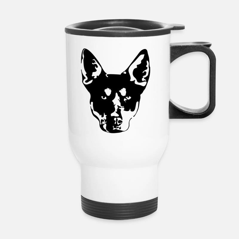 Kelpie Kopf - Thermal mug with handle - white