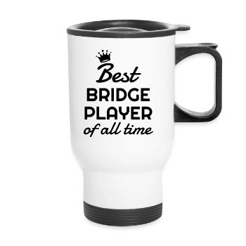 bridge / bridgeur / bridgeuse / cartes - Tasse isotherme avec poignée - blanc - Devant