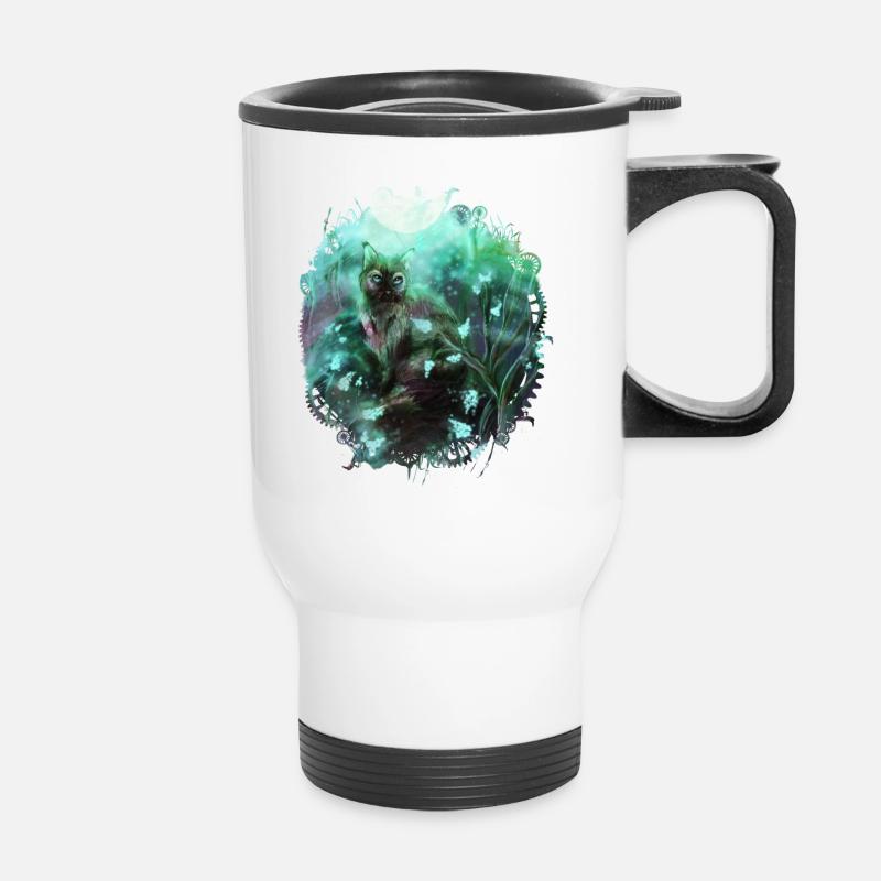 Chat dans la forêt magique - Tasse isotherme avec poignée - blanc