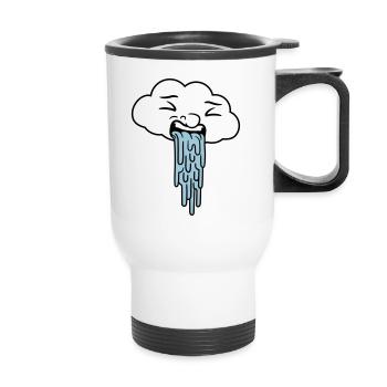 vomissant drôle nuage de pluie - Tasse isotherme avec poignée - blanc - Devant