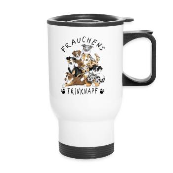 Australian Shepherd Frauchens Trinknapf Hund Tasse - Thermobecher mit Tragegriff - Weiß - Vorne