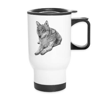 Grey Wolf - Thermal mug with handle - white - Front