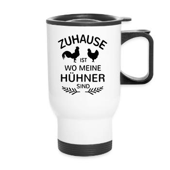 Zuhause ist meine Hühner sind Huhn Bauer Landwirt - Thermobecher mit Tragegriff - Weiß - Vorne