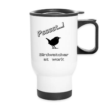 Birdwatcher au travail - Troglodyte - Tasse isotherme avec poignée - blanc - Devant