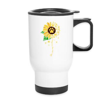 Hunde Design mit “ You Are My Sunshine “ Motiv - Thermobecher mit Tragegriff - Weiß - Vorne