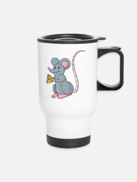 Maus - Thermobecher mit Tragegriff - Weiß