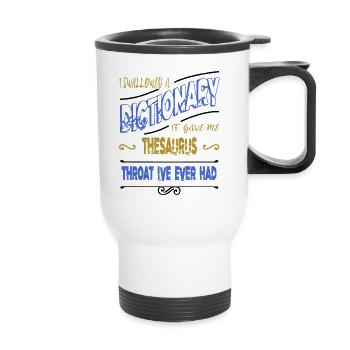 editer copywriter article birthday present idea - Thermal mug with handle - white - Front