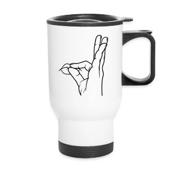Geste de la main louange baiser bouche - Tasse isotherme avec poignée - blanc - Devant
