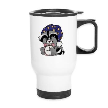 Blottit le raton laveur comme un lève-tard - Tasse isotherme avec poignée - blanc - Devant