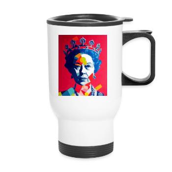 Queen Elizabeth Abstraktes Bild - Thermobecher mit Tragegriff - Weiß - Vorne