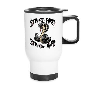 cobra strike first strike hard - Thermal mug with handle - white - Front