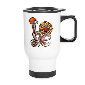 Love American Football Player - Thermobecher mit Tragegriff - Weiß - Vorne