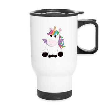 Einhorn - Thermobecher mit Tragegriff - Weiß - Vorne