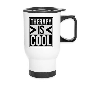 therapy is cool Quote - Thermal mug with handle - white - Front