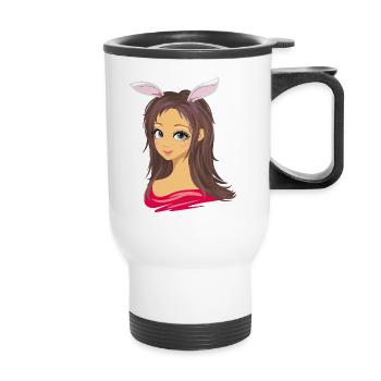 Beautiful girl - Thermal mug with handle - white - Front
