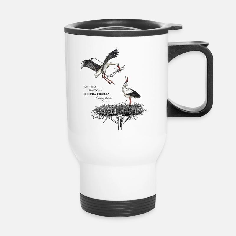 White storks at the nest - Thermal mug with handle - white