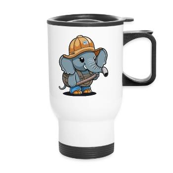 Elephant Builder - Thermal mug with handle - white - Front