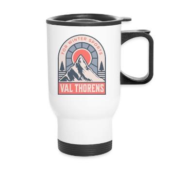 Val Thorens France Vintage Sports d’hiver - Tasse isotherme avec poignée - blanc - Devant