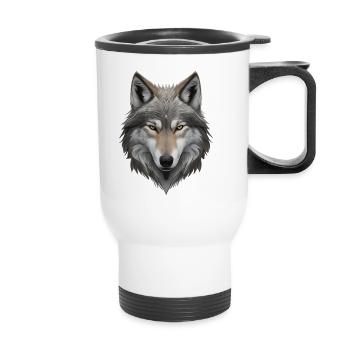 Tête de loup - Tasse isotherme avec poignée - blanc - Devant