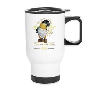 Le caïque à tête noire - Tasse isotherme avec poignée - blanc - Devant