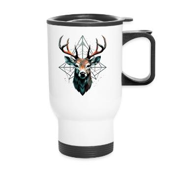 Geometric deer with geometric patterns - Thermal mug with handle - white - Front