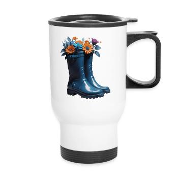 Rubber Boots - Thermal mug with handle - white - Front