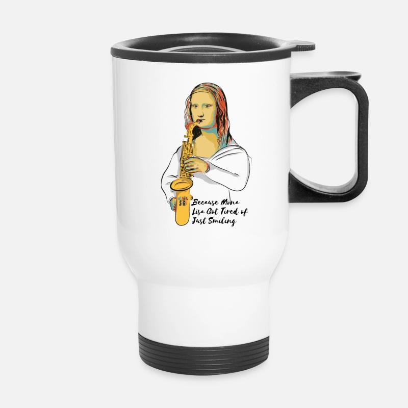 Mona sax Lisa - Thermobecher mit Tragegriff - Weiß