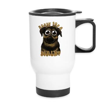 ready for a walk? - Thermal mug with handle - white - Front