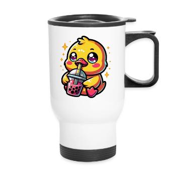 Cadeau Kawaii Bubble Tea Duck Boba Tea - Tasse isotherme avec poignée - blanc - Devant
