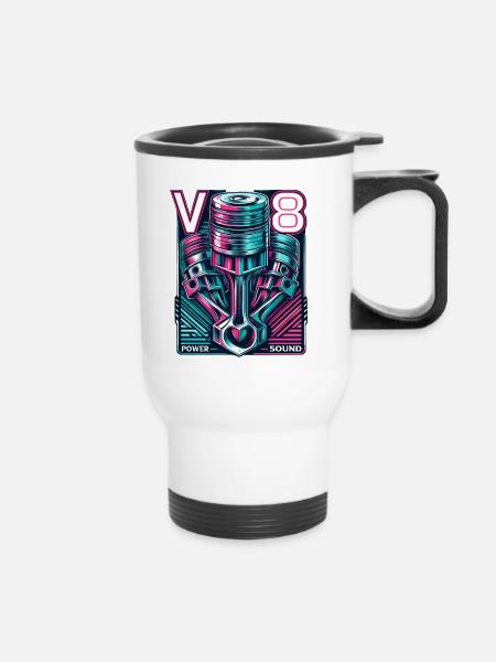 V8 - Thermobecher mit Tragegriff - Weiß