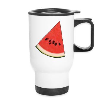 Wassermelone Dreieck - Thermobecher mit Tragegriff - Weiß - Vorne