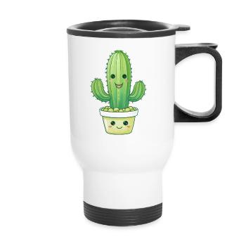 Cactus in a flower pot - Thermal mug with handle - white - Front